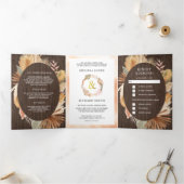 Boho Pampas Gedroogd Palmhout Alles in één bruilof Drieluik Uitnodiging (Binnen)