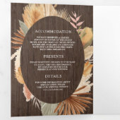 Boho Pampas Gedroogd Palmhout Alles in één bruilof Drieluik Uitnodiging (Binnenzijde eerst)