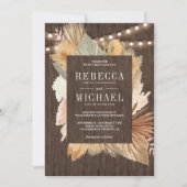 Boho Pampas Gedroogd Palmhout Alles in één bruilof Kaart (Voorkant)