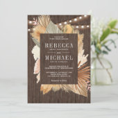 Boho Pampas Gedroogd Palmhout Alles in één bruilof Kaart (Staand voorkant)