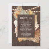 Boho Pampas Gedroogd Palmhout Alles in één bruilof Kaart (Achterkant)