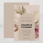 Boho Pampas Gedroogde Bladeren Woestijnboog Huweli Kaart (Voorkant / Achterkant)