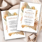 Boho Pampas Gedroogde Palm Alles in een bruiloft Kaart