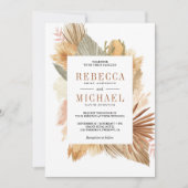 Boho Pampas Gedroogde Palm Alles in een bruiloft Kaart (Voorkant)