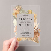 Boho Pampas Gedroogde Palm Bruiloft Acryl Uitnodigingen (Insitu (Draagbaar))