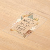 Boho Pampas Gedroogde Palm Bruiloft Acryl Uitnodigingen (Laagn)