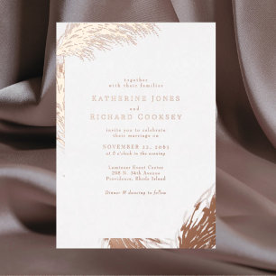 Boho Pampas Geen Ouders Trouwen Roze Goud Folie Uitnodiging