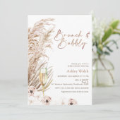 Boho Pampas Glass Brunch Bubble Vrijgezellenfeest Kaart (Staand voorkant)