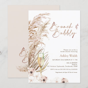 Boho Pampas Glass Brunch Bubble Vrijgezellenfeest Kaart