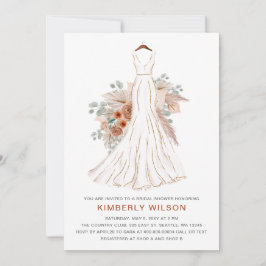 Boho Pampas Glitter Trouwjurk Vrijgezellenfeest Kaart