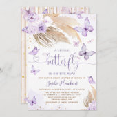 Boho Pampas graaft een beetje vlinder Baby shower Kaart (Voorkant / Achterkant)