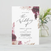 Boho Pampas graast all in one bruiloft Kaart (Staand voorkant)