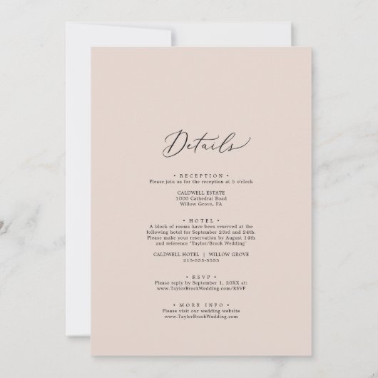 Boho Pampas graast all in one bruiloft Kaart (Achterkant)