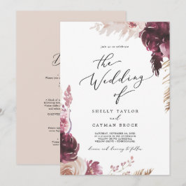 Boho Pampas graast all in one bruiloft Kaart