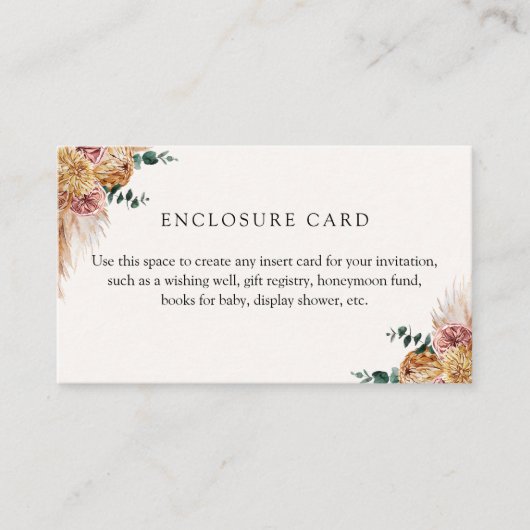 Boho Pampas Gras Aangepast  Informatiekaartje (Voorkant)