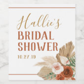 Boho Pampas Gras Aangepast  Wijn Etiket (Enkel label)