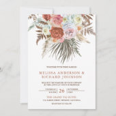 Boho Pampas Gras Aardse Bloem Terracotta Bruiloft Kaart (Voorkant)