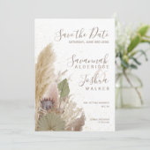 BOHO PAMPAS GRAS ACOREL SAVE THE DATE KAART (Staand voorkant)
