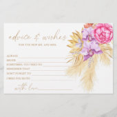 Boho pampas gras, advies en wensen bruidsdouche briefpapier (Voorkant)