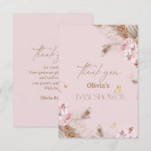 Boho Pampas Gras Baby Shower Bedankkaart (Voorkant / Achterkant)