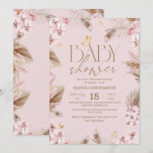 Boho Pampas Gras Baby Shower Kaart (Voorkant / Achterkant)