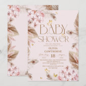 Boho Pampas Gras Baby Shower Kaart (Voorkant / Achterkant)
