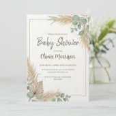 Boho Pampas Gras Baby Shower Kaart (Staand voorkant)