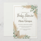 Boho Pampas Gras Baby Shower Kaart (Voorkant / Achterkant)