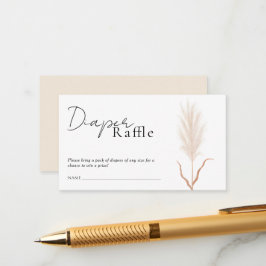 Boho Pampas Gras Baby Shower Luier Raffle Informatiekaartje
