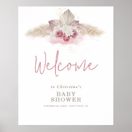 Boho Pampas Gras Baby Shower Ontvangstbord Poster