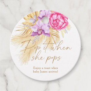 Boho pampas gras - Baby shower Pop it Bedankjes Labels