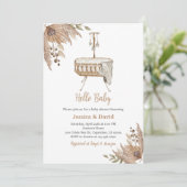 Boho Pampas Gras Baby Shower Uitnodiging (Staand voorkant)
