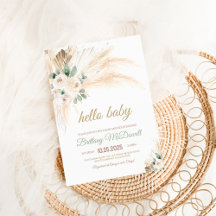 Boho Pampas Gras Baby Shower Uitnodiging