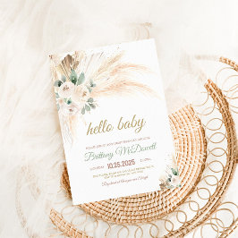 Boho Pampas Gras Baby Shower Uitnodiging