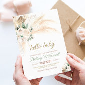 Boho Pampas Gras Baby Shower Uitnodiging
