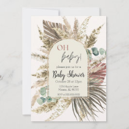 Boho Pampas Gras Baby Shower Uitnodiging | Neutraa