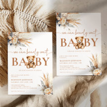 Boho Pampas Gras Baby Shower We Can Bearly Wait