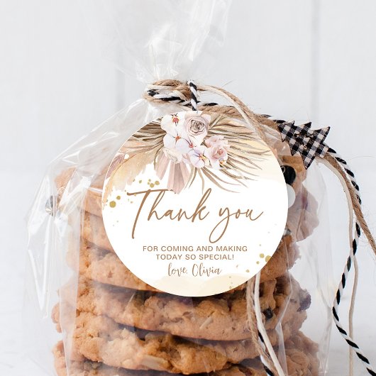 Boho Pampas Gras Bedankje Ronde Sticker