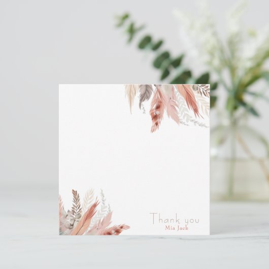 Boho pampas gras bedankkaarten (Staand voorkant)