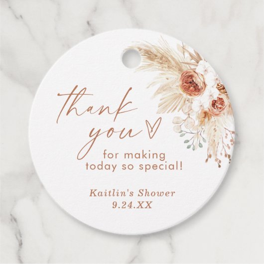 Boho Pampas Gras Bedankkaartje Bedankjes Labels (Voorkant)