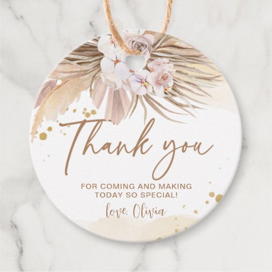 Boho Pampas Gras Bedankt Bedankjes Labels (Voorkant)