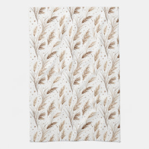 Boho Pampas Gras Beige Bruin Ster Patroon (1) Theedoek