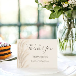 Boho pampas gras beige dank u baby shower bedankkaart