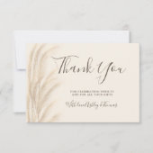 Boho pampas gras beige dank u baby shower bedankkaart (Voorkant)