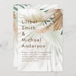 BOHO Pampas Gras Beige Groen Terracotta Bruiloft Kaart