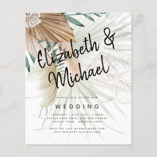 BOHO Pampas Gras Beige Groen Terracotta Trouwdag Flyer (Voorkant)