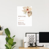 Boho Pampas Gras Bloem Bruidsdouche Welkom Poster (Thuiskantoor)