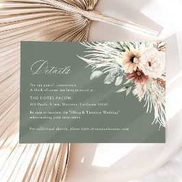 Boho Pampas Gras Bloem Bruiloft Hotel Details Informatiekaartje