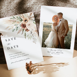 Boho Pampas Gras Bloem Foto Achter Huwelijk Save The Date
