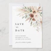Boho Pampas Gras Bloem Foto Achter Huwelijk Save The Date (Voorkant)